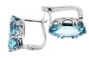 Vintage craft Earrings Aquamarine Sterling silver 925 vec021s